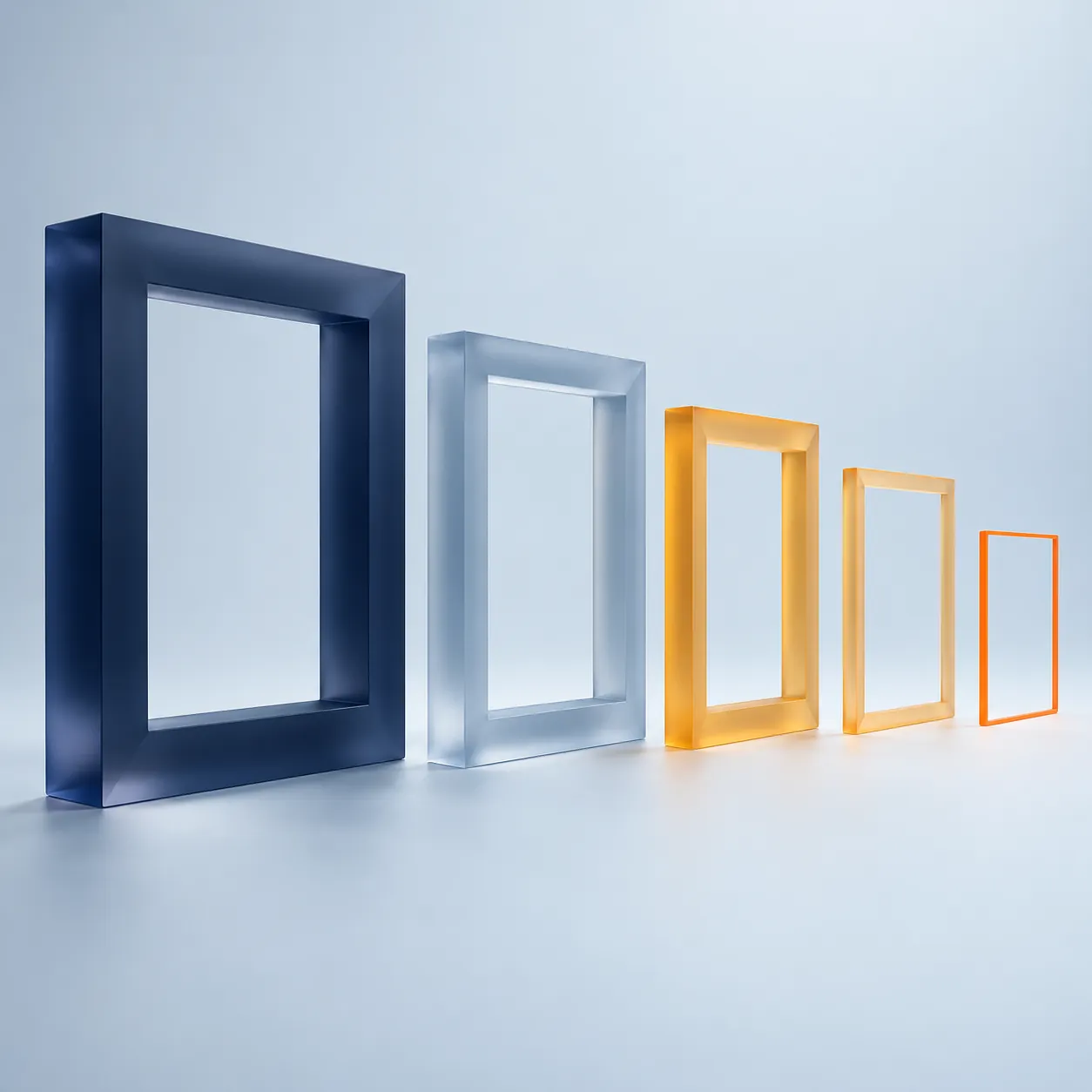 A large photo frame shrinking into smaller lighter frames