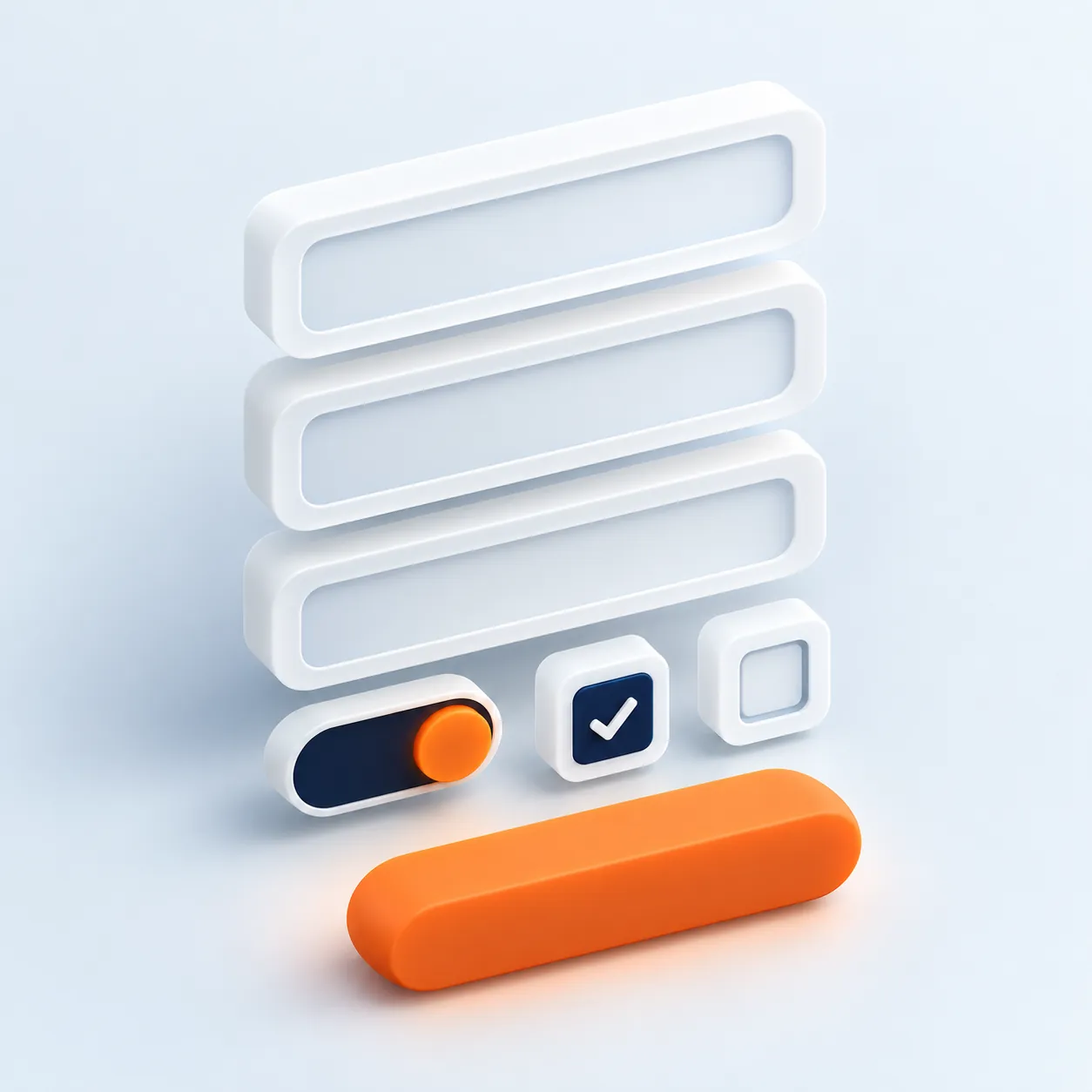 3D form fields, toggles and a submit button