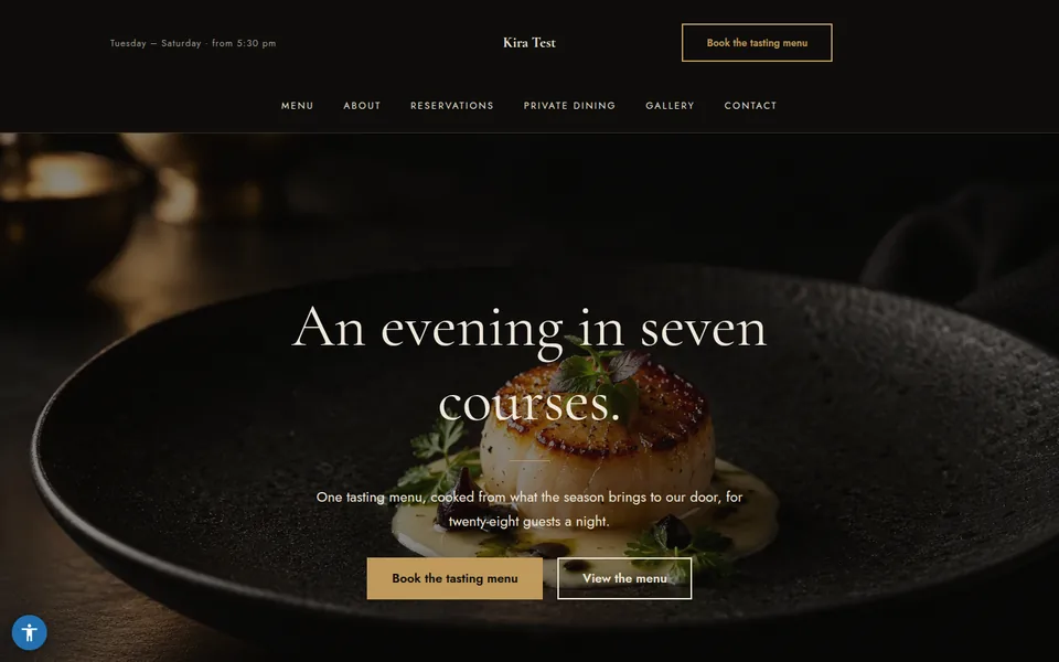 Bistro Noir template kit home page