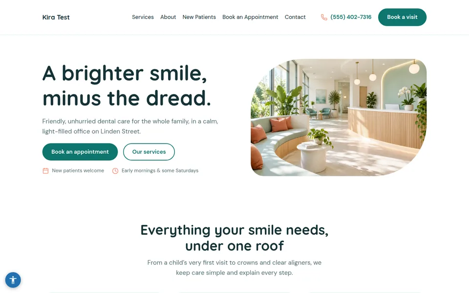 Bright Dental template kit home page