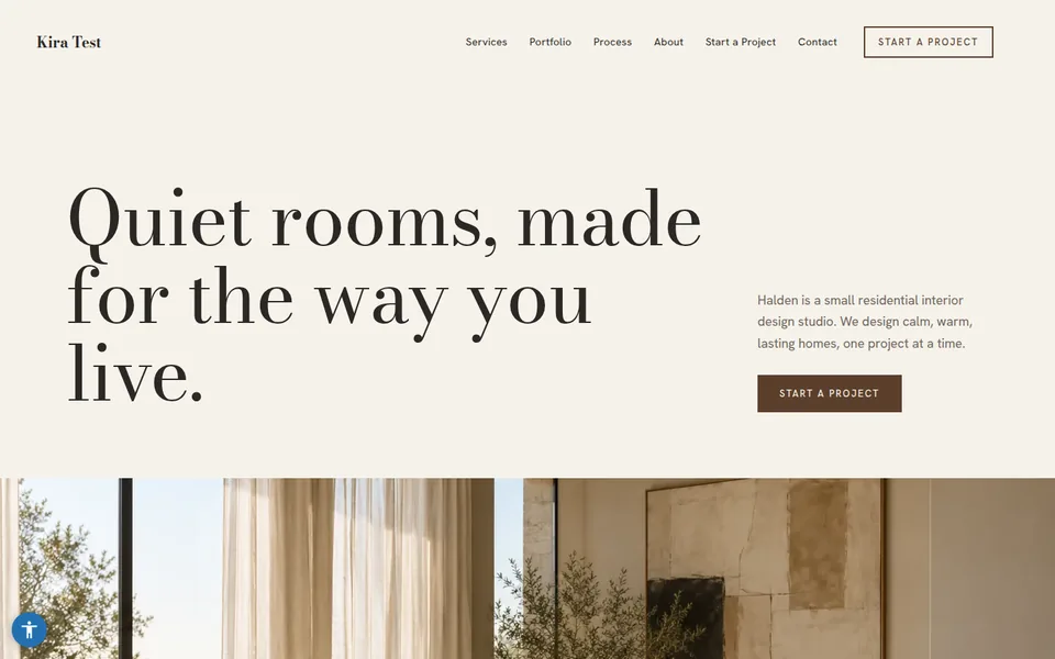 Interior Design Studio template kit home page