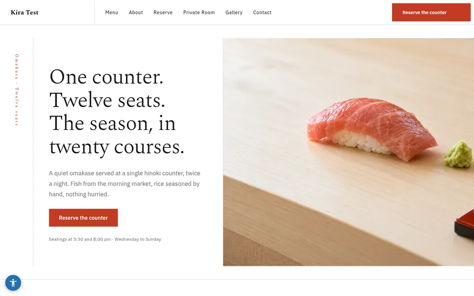 Kaiseki template kit home page