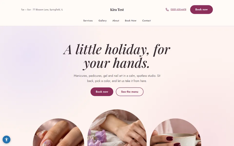 Nail Studio template kit home page