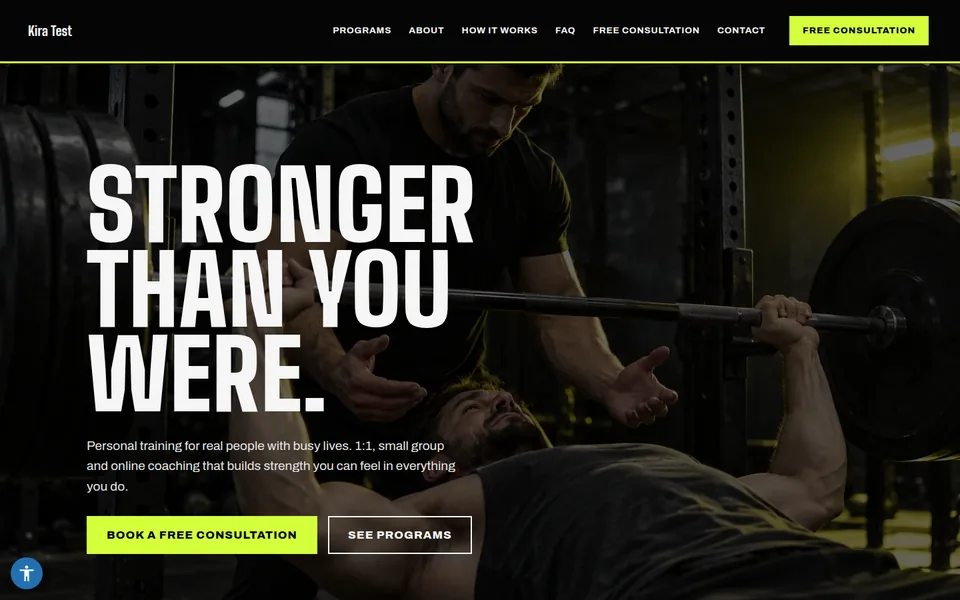 Personal Trainer template kit home page