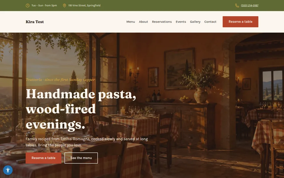 Trattoria template kit home page