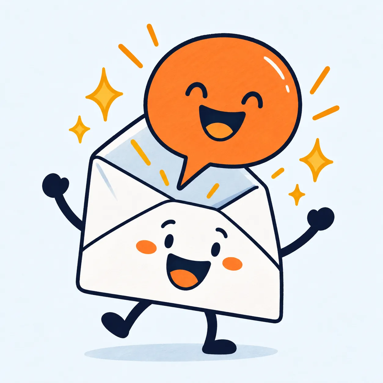 A cartoon envelope with a speech bubble